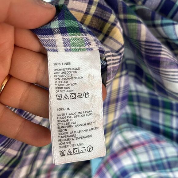 Tommy Bahama XXL Long Sleeve 100% Linen Bright Plaid - Picture 5 of 6